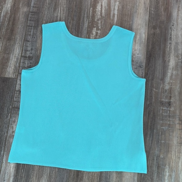 Ming Wang Scoop Neck Knit Tank Top Aqua Blue Small - Picture 5 of 6